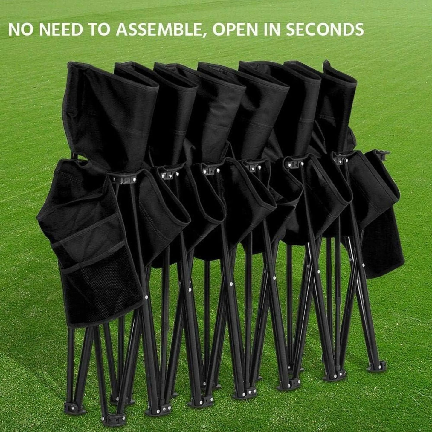 Yaheetech Campingbank Opvouwbaar 6-Persoons – 270 x 49 x 82 cm – Voorzien Van 600D Oxford-Stof En Draagtas En Zijvakken – Voor Sportteams En Evenementen – Zwart Metaal