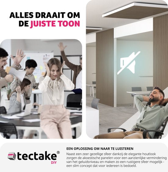 tectake® Set van 2 akoestische panelen Sonic Wall - Geluidsabsorberend paneel - Geluidsdemping - Afmeting per paneel (LxBxH): ca. 120x60x2,1cm - Diverse kleuren - Donker eiken