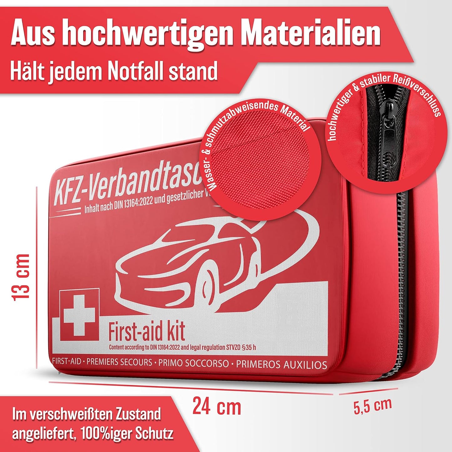 Heldenwerk verbandtas voor Auto - Geldig in Europa - EHBO-set volgens actuele norm 2026