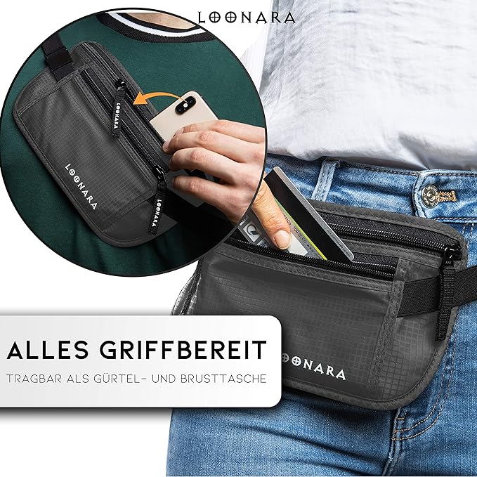 loonara Travel Heuptas grijs 2stuks