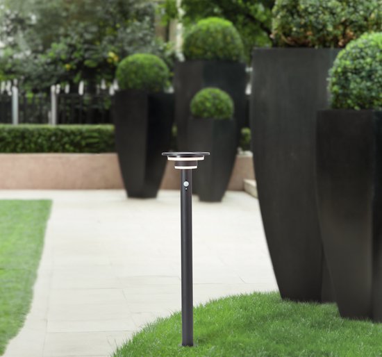 Brilliant Garvina - Buiten sokkellamp - Hoogte 85 cm- LED 3W - Solar - 430 lm - 3000K - IP44 - zwart