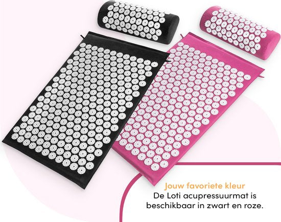 Loti Spijkermat met Spijkerkussen – Paars/Wit – Acupressuur Mat - Spijkerbed - Acupunctuur Kussen - Shakti Massage – Incl. Draagtas