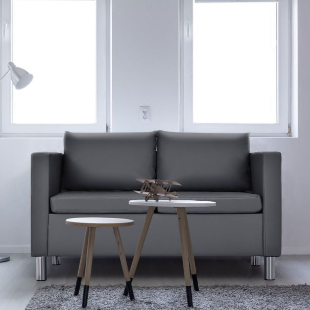 Coast Tweezitsbank - 120x60x62,5 cm - Leer - Grijs