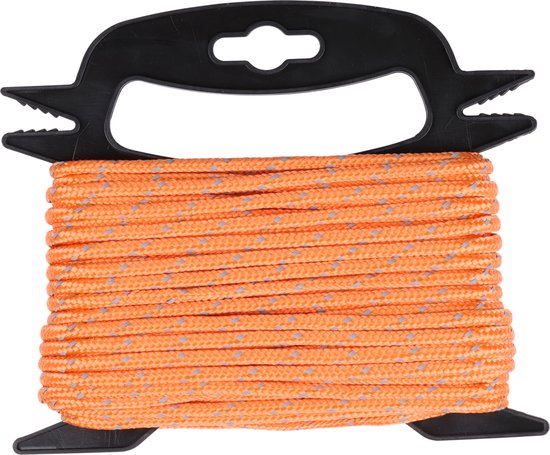 BLACK+DECKER Spanband met Oproller 20 Meter - Incl. Spanband Oproller - Sjorband - Transport Touw - Elastisch Koord - met Reflecterende Delen - Transportbeheer - Nylon/ Kunststof - Oranje/Zwart