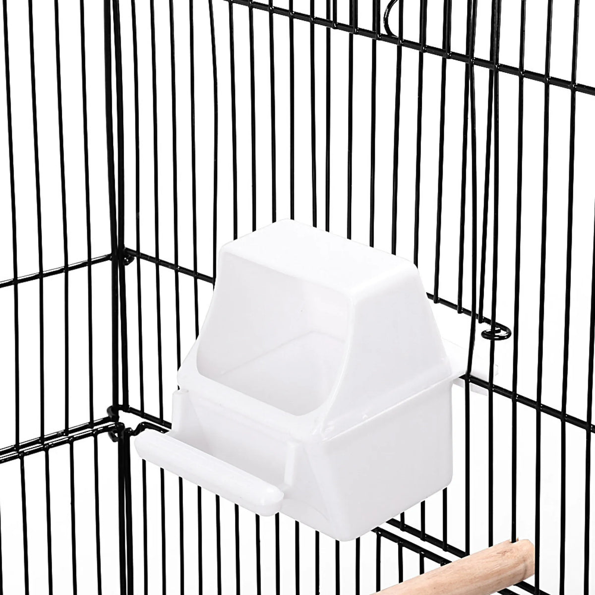 Yaheetech Ruime Vogelkooi met Open Dak en Schommel 46x35x104,5 cm – Klassiek Zwart – Metaal