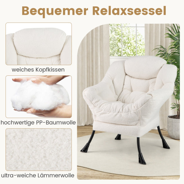Coast Fauteuil - PP-Katoen - Max 150KG - Incl. Voetsteun - 80 x 74 x 97 cm - Wit