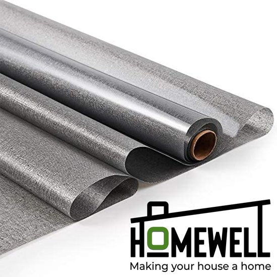 Homewell Raamfolie HR++ 70x300 - Isolerend & Zonwerend - Anti inkijk - Statisch - Linnenlook Grijs