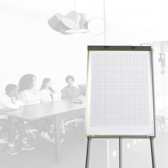 BRASQ Flipoverpapier - 65x98cm - Blanco/Ruit - 80 gram - flipover vellen - 50 vellen - Blanco vellen