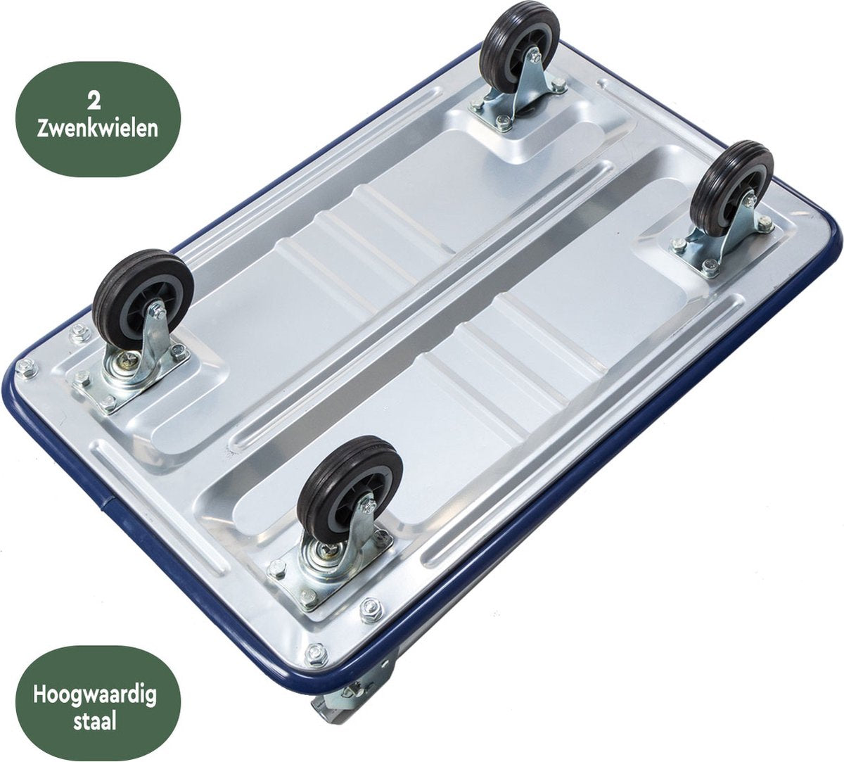 BRASQ Plateauwagen Inklapbaar - Draagvermogen 300 KG - Transportkar - Transportwagen - Magazijnwagen - Platformwagen