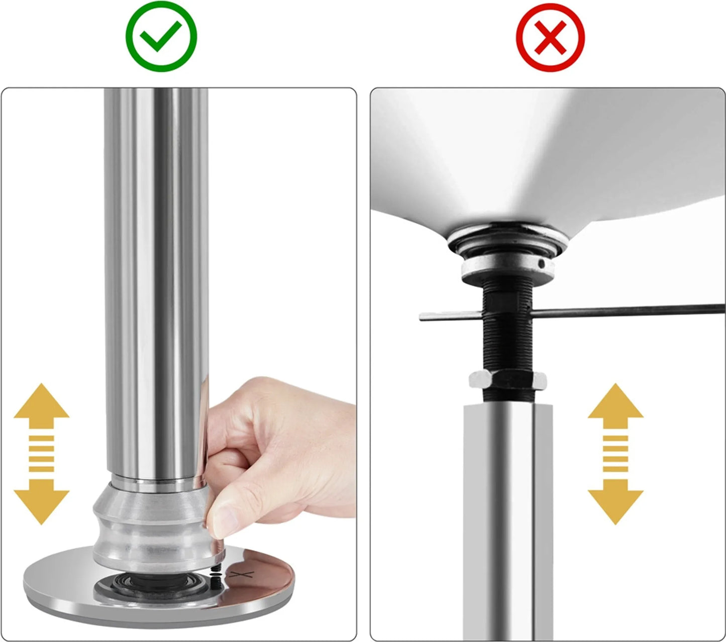 Yaheetech Danspaal Verstelbaar – Voorzien Van Statische En Draaiende Stand En Siliconen Rubberen Bescherming En 2 Verlengstangen – Voor Thuisgebruik En Fitness – Zilver Verchroomd Metaal – 25 x 25 x 216,5-275 cm