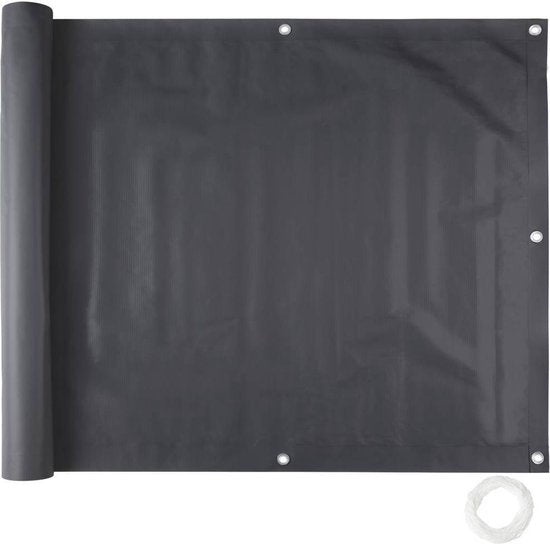 tectake® - balkondoek balkonreling tuinscherm - hoogte 90 cm - 6 meter - zwart - 402706
