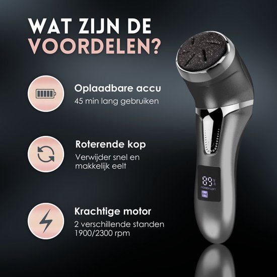 Beeperfect® Elektrische Eeltverwijderaar met Stofzuigsysteem - Voetvijl - Eeltvijl - IPX7 Waterdicht - Gratis Pedicure set - Inclusief 6 Eeltschijven - Zwart