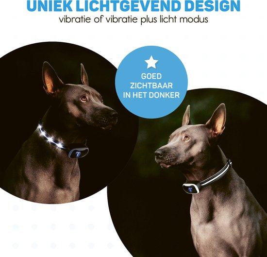 Anti Blafband Pro met LED - Opvoedingshalsband Zonder Schok - Anti Blaf Apparaat voor Kleine en Grote Honden - Waterdicht, Oplaadbaar en Verlichting - Vibratie en Audio