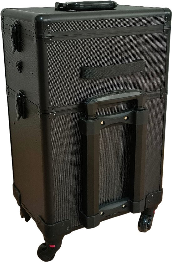 VDD – Kapperskoffer – Kappers Trolley – Visagie Koffer – Make up Trolley - Make up Koffer – Beautycase – Cosmetica koffer – Beautycase met wielen – Zwart