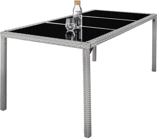 tectake - Wicker zitgroep 8 stoelen en 1 tafel - incl. beschermhoes - grijs - 403710