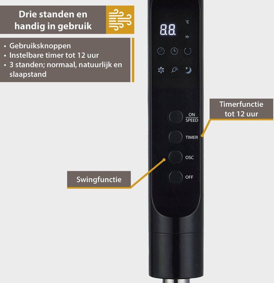 TZS First Austria 5553-4 Staande Ventilator - Statiefventilator – Zwart