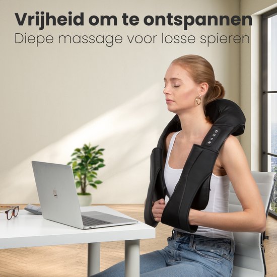 Auronic Shiatsu Massagekussen - Elektrisch - Draadloos - Massage Apparaten - Nek en Schouder - Infrarood - Inclusief Draagtas - Zwart