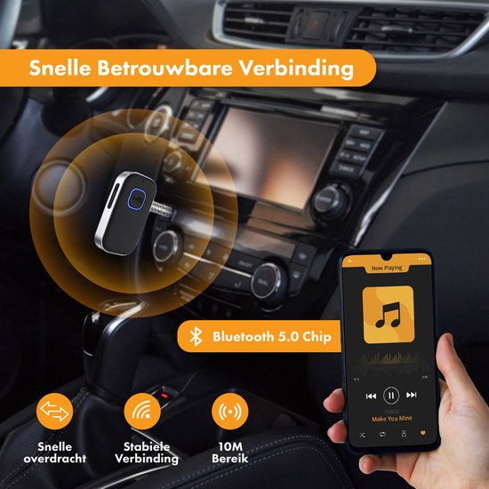 Bluetooth Receiver - 16 uur draadloos - BT 5.0 - 3.5MM AUX - Bluetooth Ontvanger - Bluetooth Receiver Auto