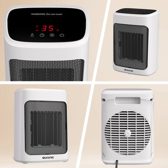 Auronic Ventilatorkachel Digitaal - Keramische Kachel - Draagbaar - 2000W Heater - Wit