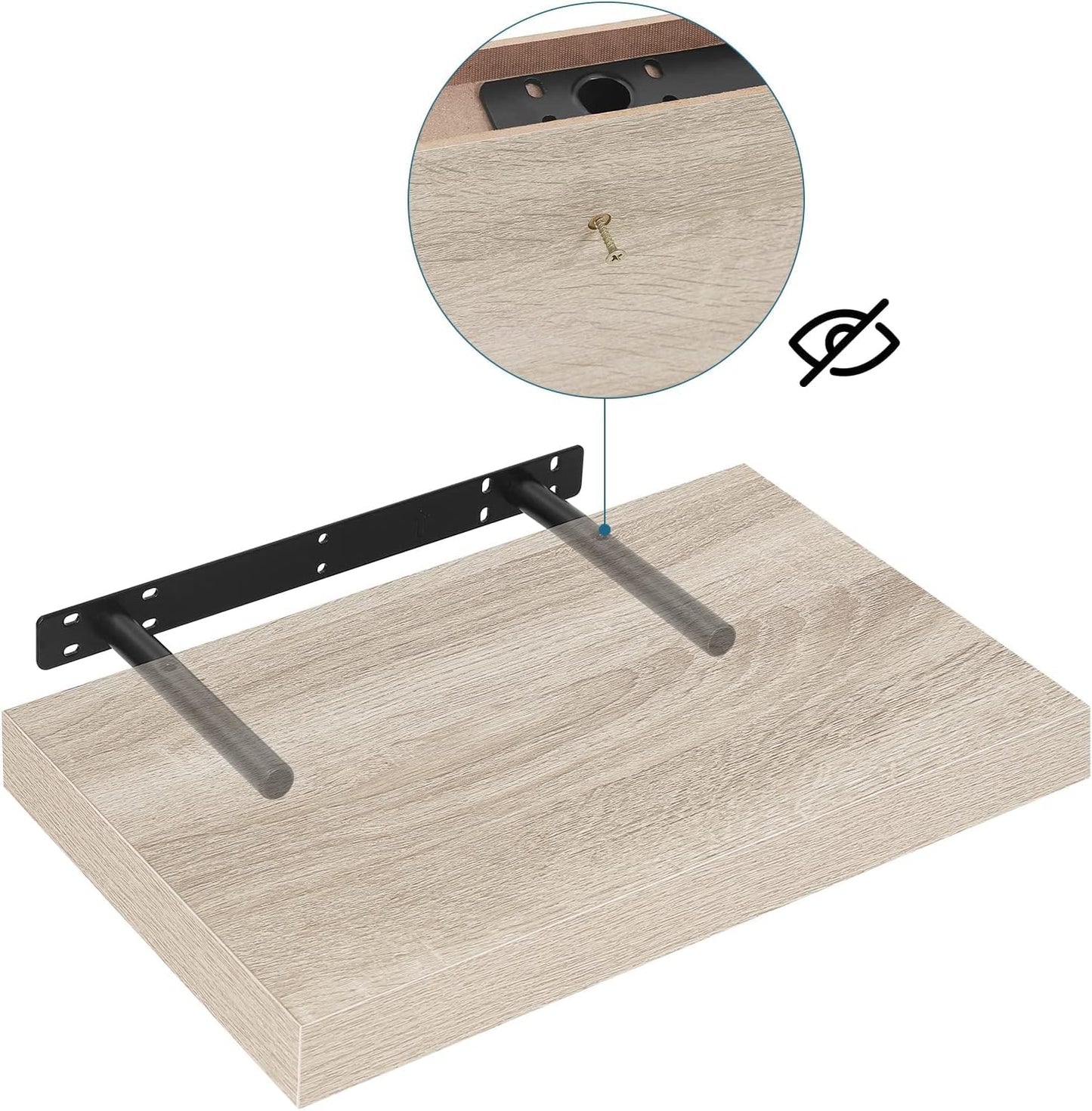 EUGAD 0083QJ wand plank - zwevend wand schap - 40 cm - Sonoma eiken - MDF