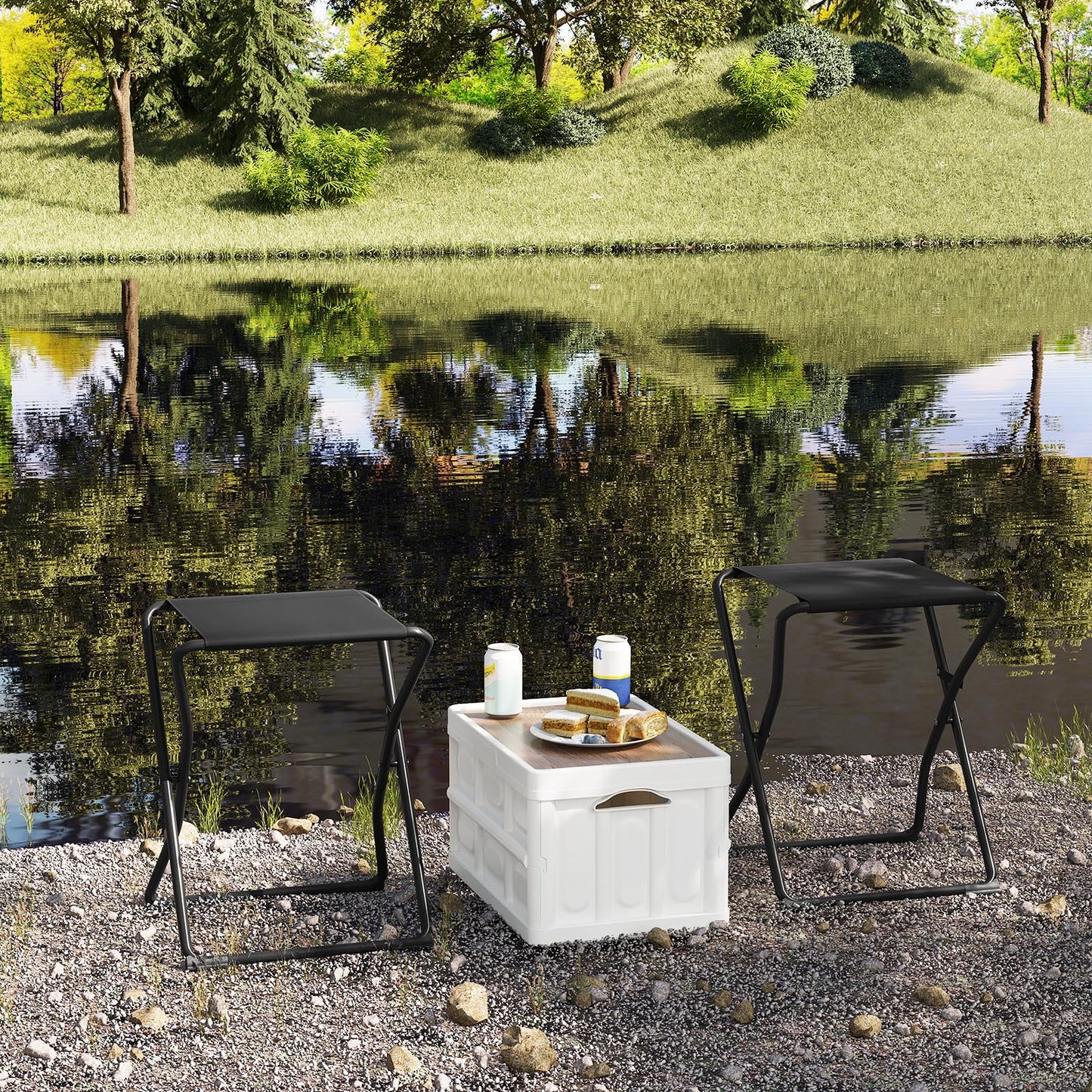 Esituro Campingtafel - Opvouwbaar - Draagbaar - Outdoor - 40,5x40,5x50 cm - Zwart