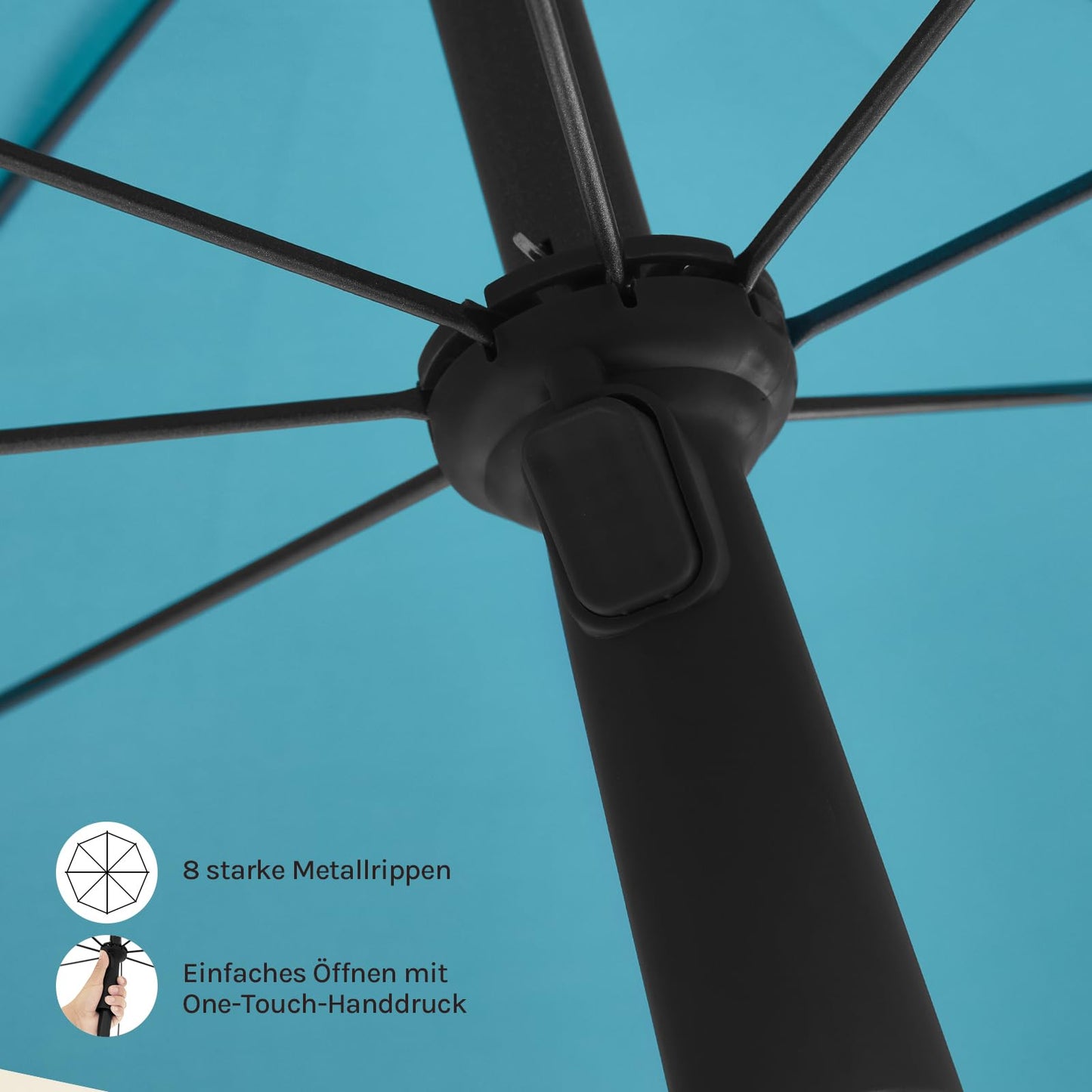 WOLTU Balkon parasol - Rond 175 cm - Blauw - Kantelbaar 45 graden - In hoogte verstelbaar - UV bestendig en waterdicht