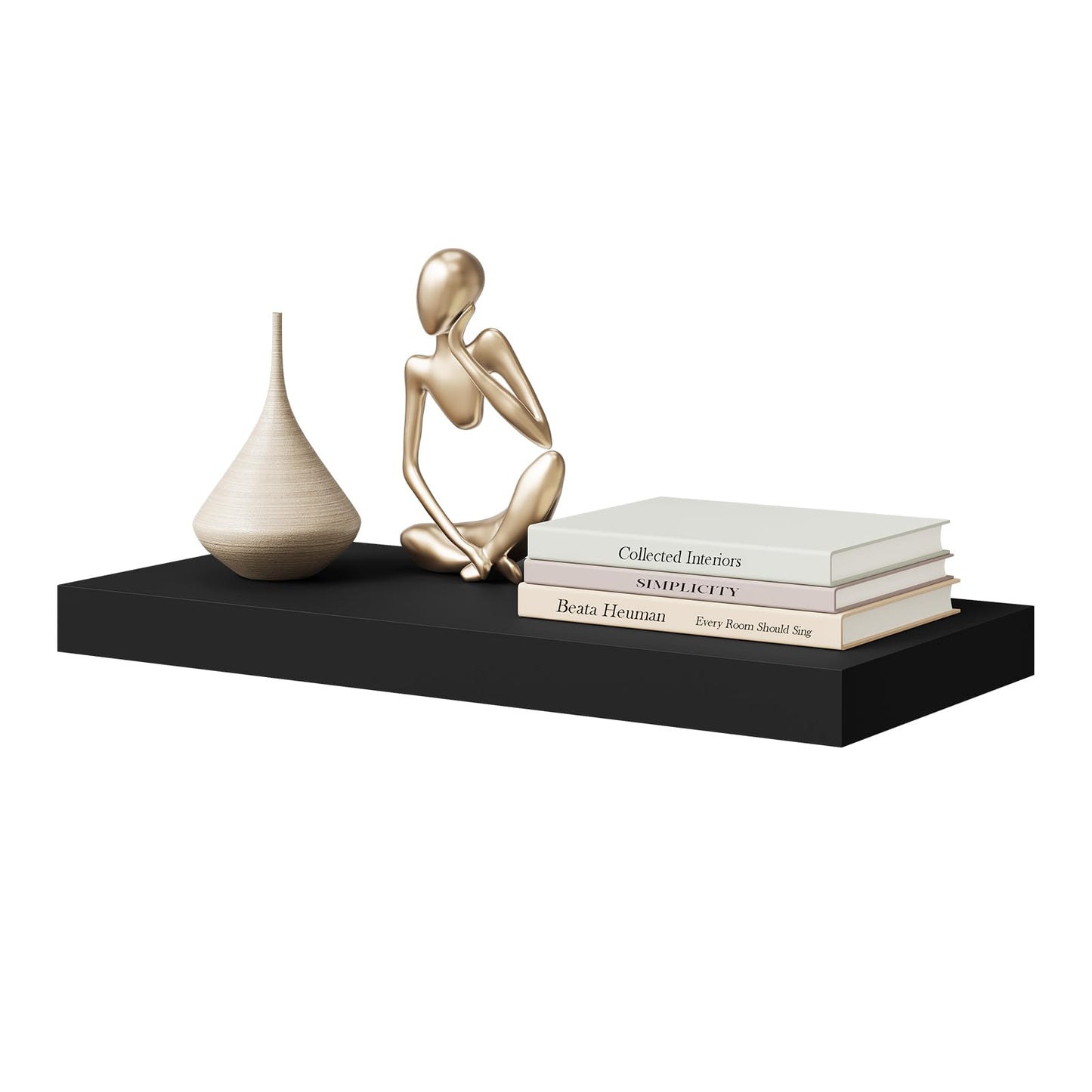 WOLTU RG9368sz - Plank voor aan de muur - MDF - Zwart - 50 x 22,9 x 3,8 cm