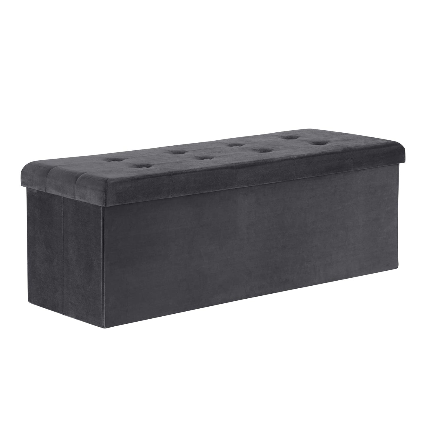 WOLTU opberg bank - 110 cm - 118 L opberg ruimte - inklapbaar - fluweel grijs - draagkracht 300 kg