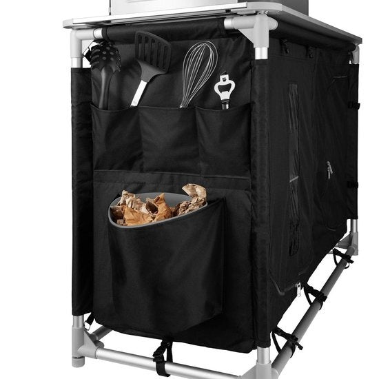 tectake - campingkeuken afm. 116 x 52 x 107 cm zwart - 403345