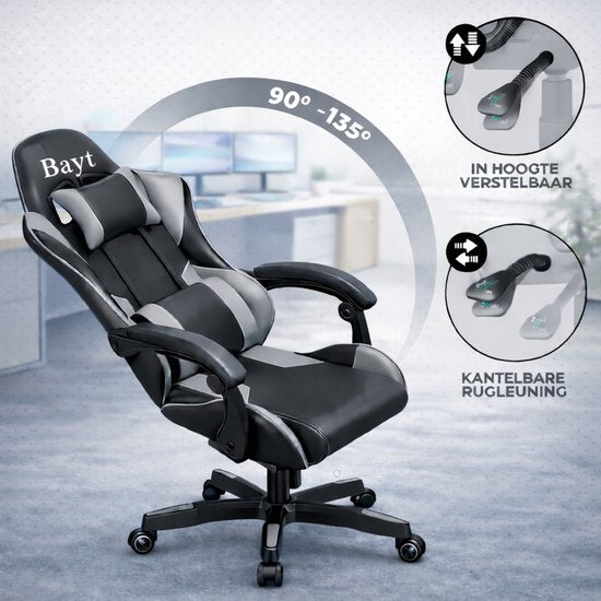 Bayt Gamestoel - Gaming Chair - Gamingstoel - Ergonomische Bureaustoel - Zwart - Verstelbaar