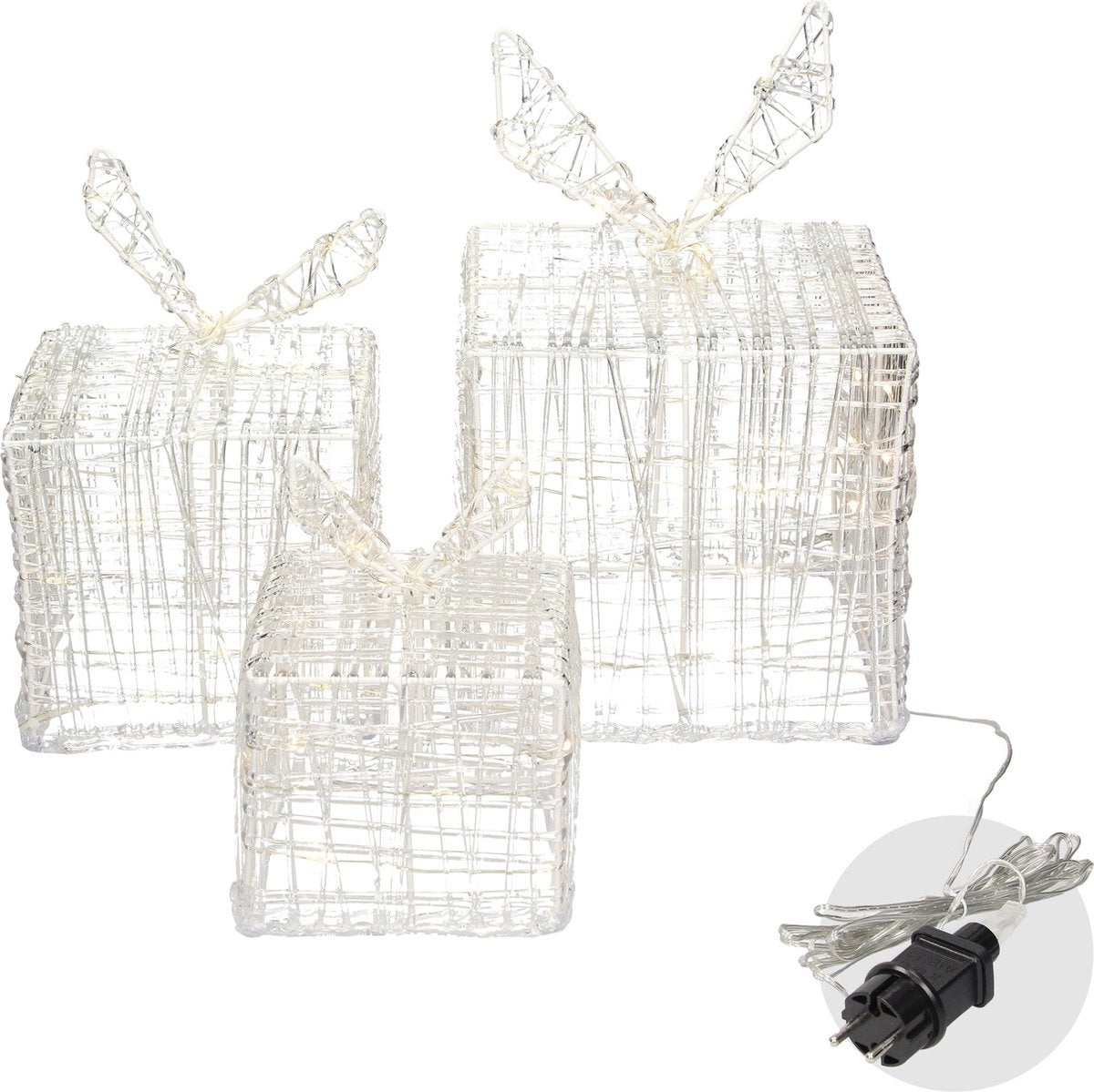 Nampook - 3 Geschenkdozen met kerstverlichting - 90 LEDs en timer