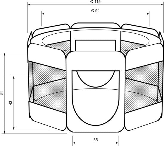 Opvouwbare puppyren puppytent Zwart incl - Draagtas - 400734