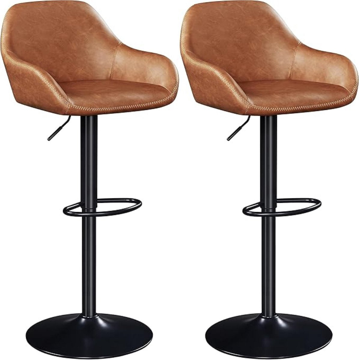 Yaheetech Barkrukken - Set van 2 - Verstelbaar 87,5-107,5 cm - 360° Draaibaar - PU Kunstleer