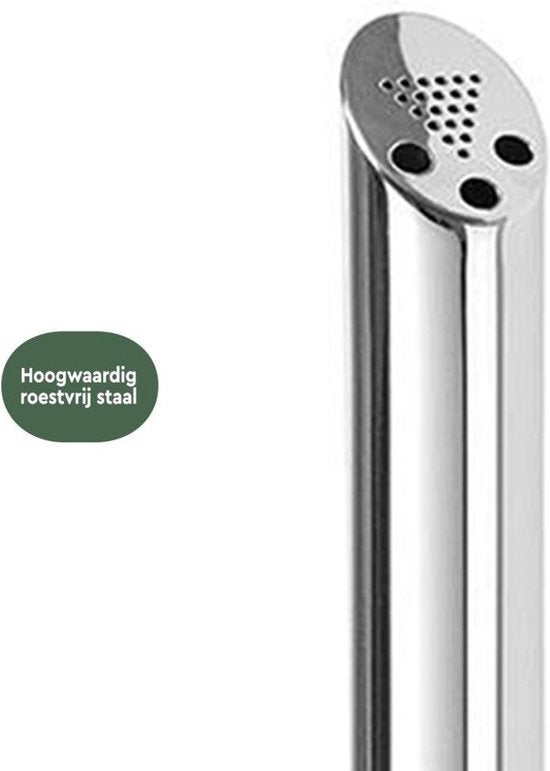 BRASQ RVS Asbak Staand met 2 liter inhoud Rookpaal Peukenzuil - 21x21x92 cm - Staande asbak voor Binnen en Buiten