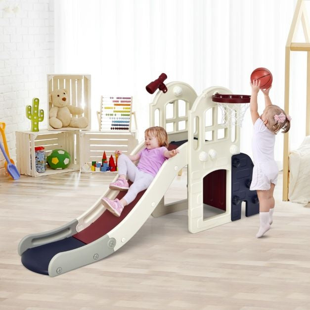Coast Kinderglijbaan met Basketbalring en Telescoop - 189,5 x 83 x 98 cm - Blauw