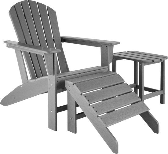 tectake - Tuinstoel Joan grijs - tuinstoel in houtlook – 404505