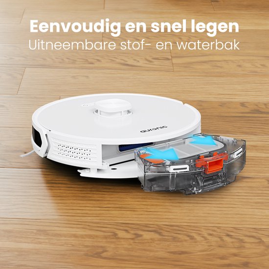 Auronic Robotstofzuiger - Met Dweilfunctie - WiFi en App - Laadstation - Huisdieren - Dweilrobot - Laser Navigatie - Wit