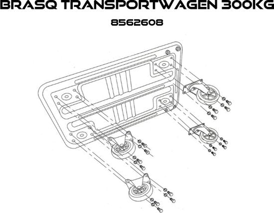 BRASQ Transportwagen - Draagvermogen 300 KG - Plateauwagen - Meubelroller - Dolly - Transportkar - Magazijnwagen - Platformwagen