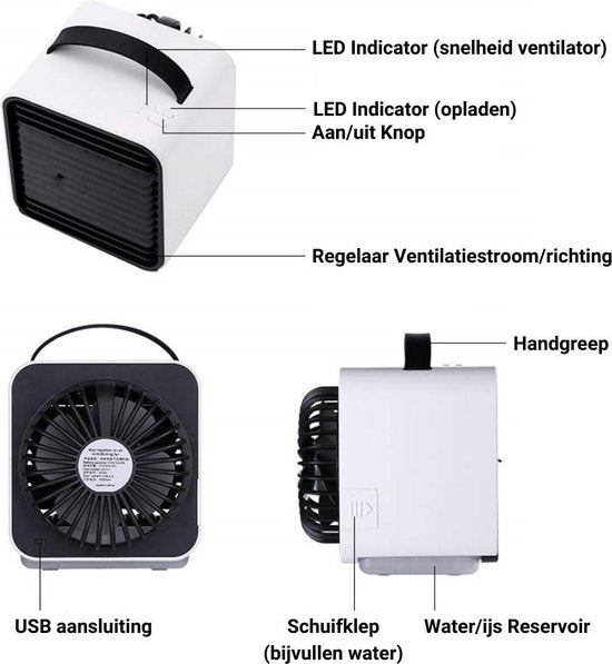 TIKKENS Mini Luchtkoeler / Ventilator / Tafelventilator / Aircooler - Donkergroen