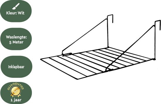 BRASQ Droogrek Hangend Zwart - 5 meter - Wasdroger voor Deur en Balkon - Wasrek inklapbaar - Wanddroogrek - ophangbaar droogrek- 53x71x27 cm
