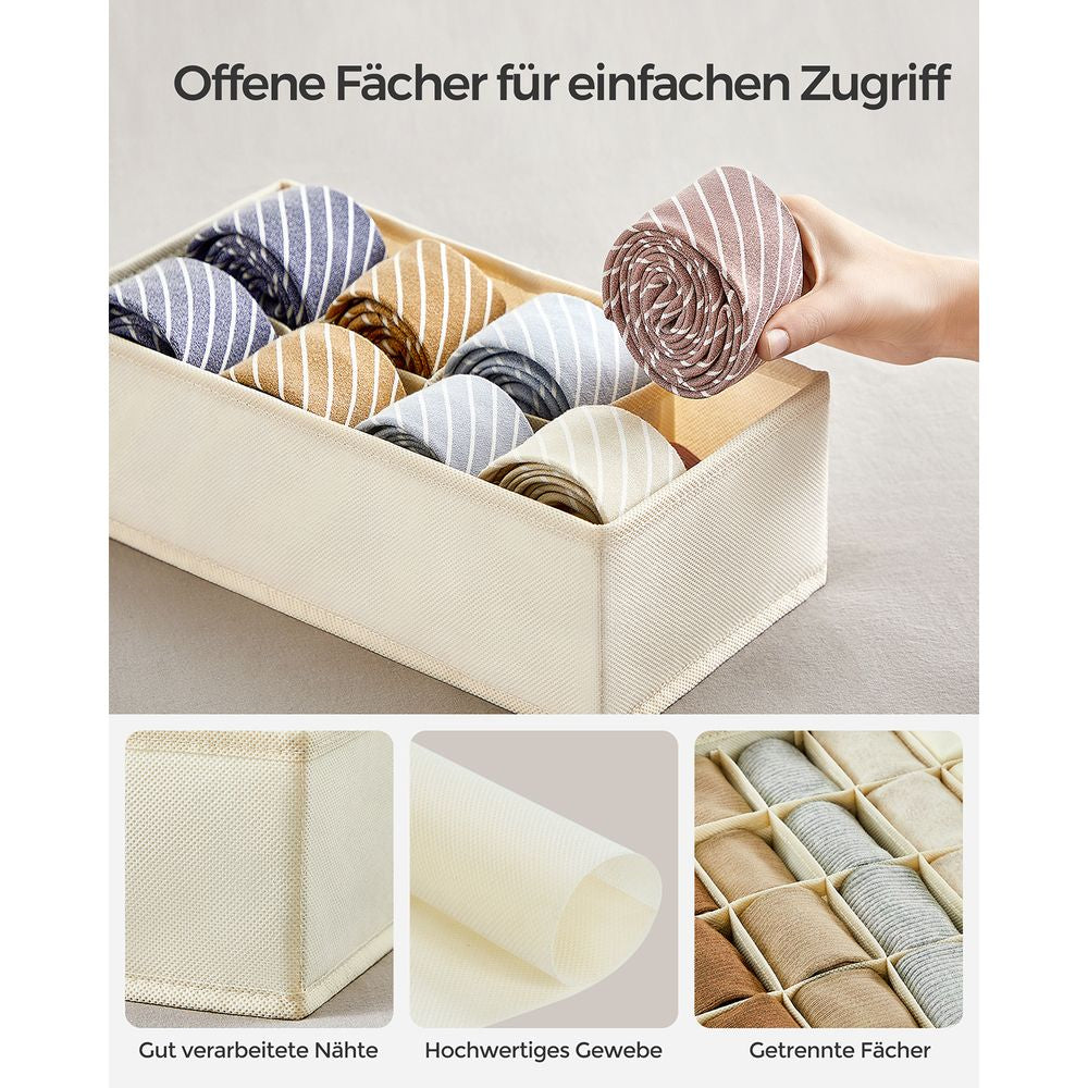 Songmics Lade-organizers - 8-delig - Opvouwbaar - 32 x 10 x 32 cm - Beige