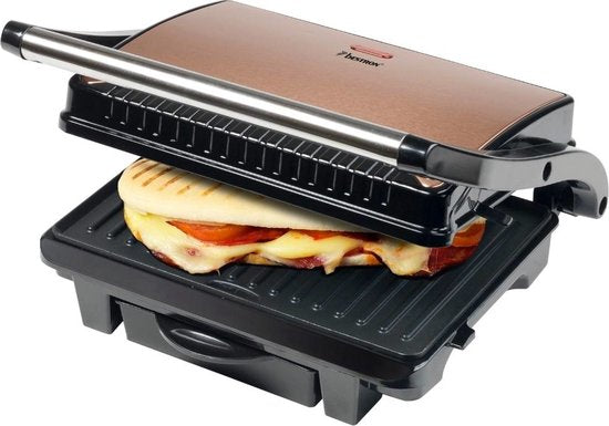 Bestron Contactgrill - ASW113CO - 1000W - Tosti apparaat - 25x17cm bakoppervlak - Koper - 5 jaar garantie