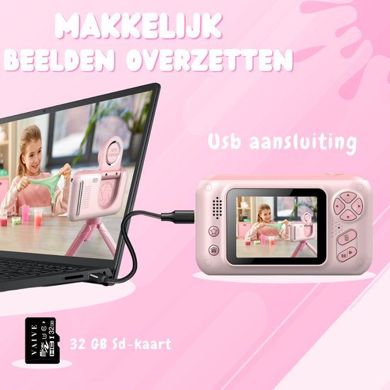 VAIVE Digitale Kindercamera Kids - Kinder vlog camera - Kinderfototoestel - Kindercamera's Digitaal - Fototoestel Kinderen