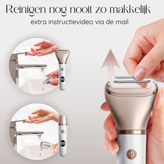 2-in-1 Ladyshave met Display - Gezicht - Oksels - Benen - Bikinilijn - Sansbeauté® - Scheerapparaat Vrouw - Gezichtsontharing Dames - Trimmer Vrouw - Ladyshaves Bikini - USB Oplaadbaar