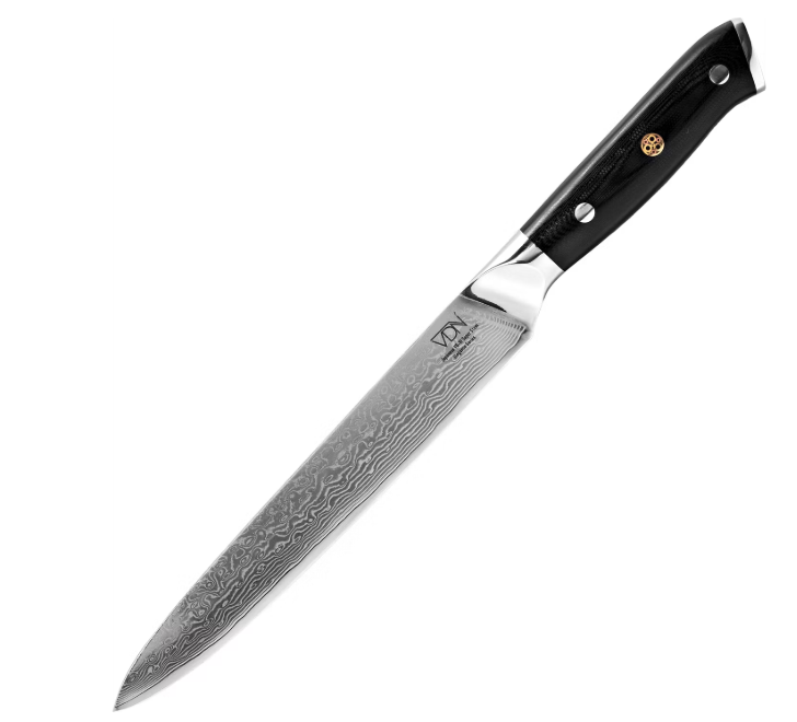 VDN Elegance Damaststaal Vleesmes 21 cm - Zwart Handvat