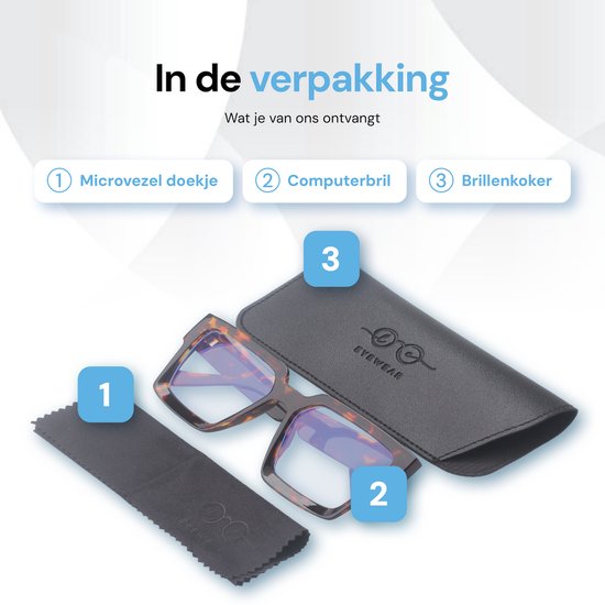 LC Eyewear Computerbril - Blauw Licht Bril Zonder Sterkte - Blue Light Glasses - Beeldschermbril - Unisex - Luipaard