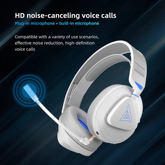TAIDU THS318 - 2.4GHz PS4 Draadloze Gaming Headset - Over-ear PS5 Koptelefoon - met microfoon - Multiplatform - Wit