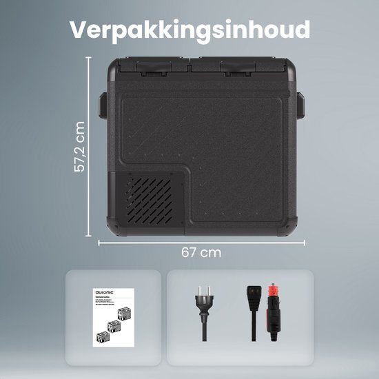 Auronic Koelbox – 2 Koelzones – 55 liter – 67 x 40,5 x 56,7 cm – Zwart/Grijs