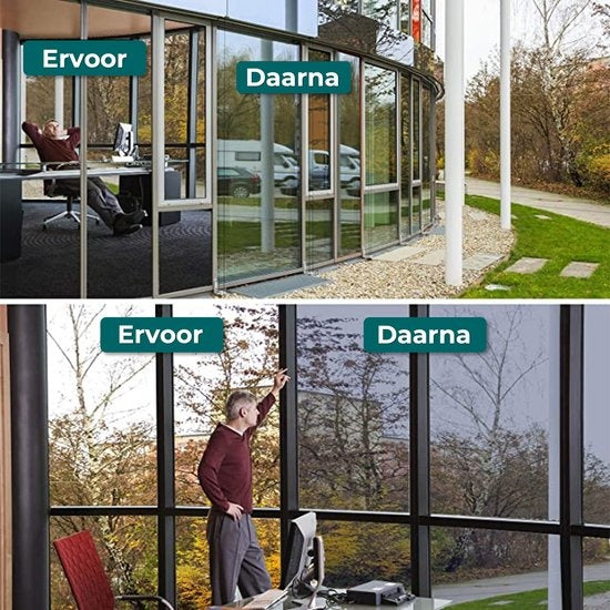 Homewell Zonwerende HR Raamfolie 90x300cm - Statisch Isolerende folie met Spiegeleffect - Zilver (incl. Rakel)