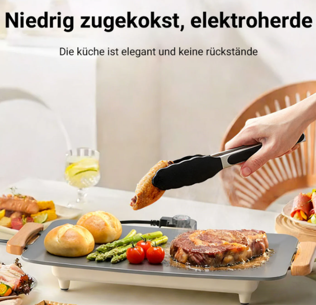 Woox Elektrische Grill Aluminium - 56 x 26 x 7,5 cm - 1360W met Antiaanbaklaag